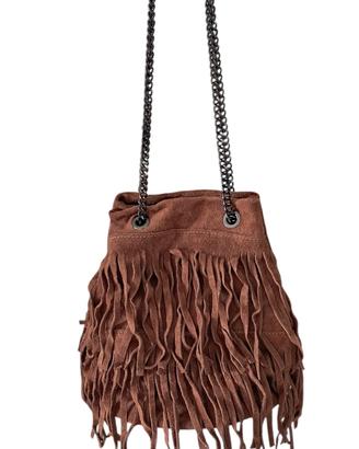 Borsa marrone scamosciata in pelle 