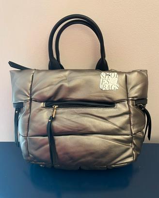 Borsa trapuntata metallizzata con tracolla