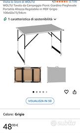 Tavolo pieghevole da campeggio