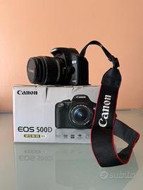 Fotocamera Reflex Canon EOS 500D+Accessori+Scatola