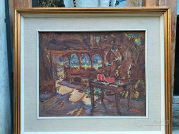 Francesco Arata olio su tavola quadro