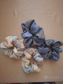 4 scrunchies capelli misto lino 