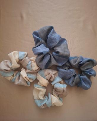 4 scrunchies capelli misto lino 