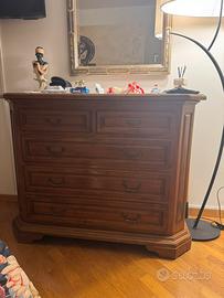 Cassettone + 2 comodini in nocio massello