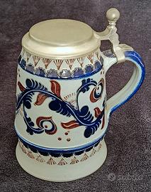 Boccale birra antico con coperchio metallo - Copia