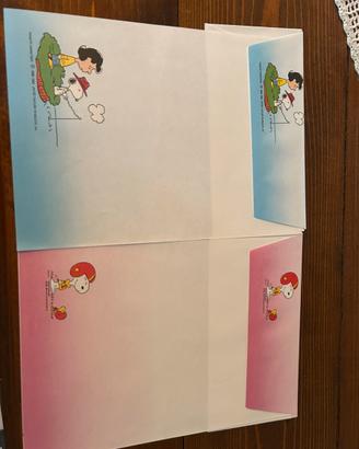 Snoopy n. 2 fogli e buste carta da lettere