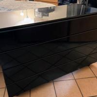 Comò legno nero laccato lucido