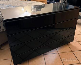 Comò legno nero laccato lucido