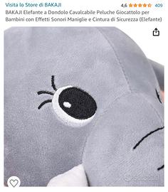 Dondolo in peluche per bambini, cavalluccio a dondolo, poltrona a dondolo.  Elefante.