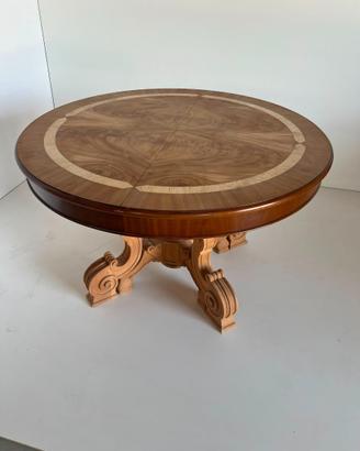 Tavolo rotondo allungabile con gambone intagliato