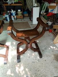 Coppia sedie Savonarola legno vintage