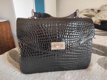 Borsa vintage in pelle nera anni 50