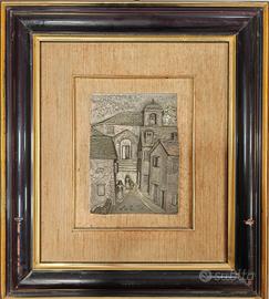 Quadro Argento 925 - Borgo Medievale