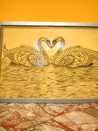 Quadro I Cigni disegno a carboncino Accademia.