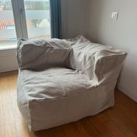 Poltrona angolare in tessuto effetto lino beige