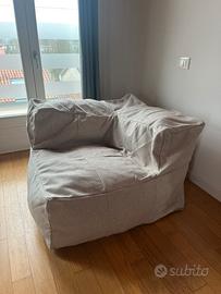 Poltrona angolare in tessuto effetto lino beige