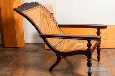 chaise longue artigianale in paglia di Vienna 