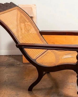 chaise longue artigianale in paglia di Vienna 