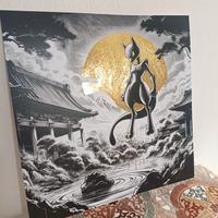 Mewtwo Gold - print + Golden leaf
