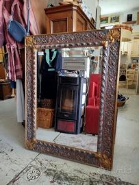 Specchiera cornice intagliata a mano vetro molato