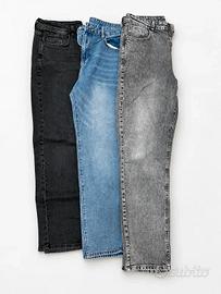 Lotto 3 Jeans Uomo Denim – Nero, Blu e Grigio 