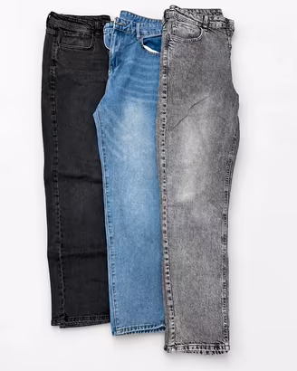 Lotto 3 Jeans Uomo Denim – Nero, Blu e Grigio 