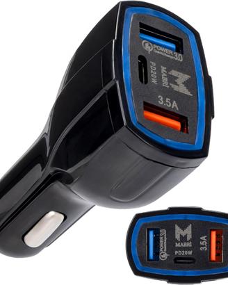 Caricatore Auto Rapido USB 48W USB-A-C