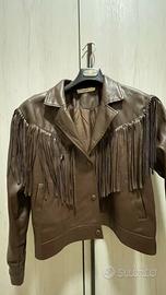 Giacca eco pelle con frange