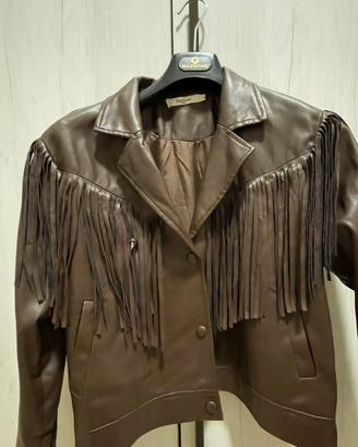 Giacca eco pelle con frange