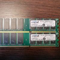 N.2 moduli RAM DIMM 1GB 184 pin DDR