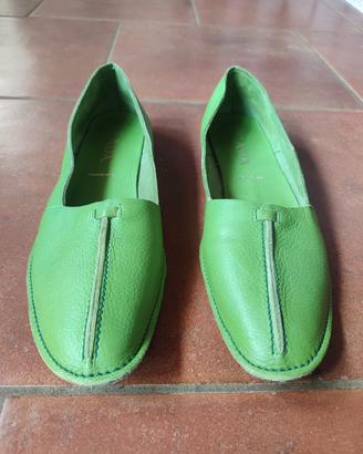 scarpe mocassini Prada in pelle verde