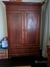 Armadio 2 Ante Cassettiera Fine Ottocento