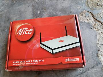 modem alice rosso nuovo con cavi 