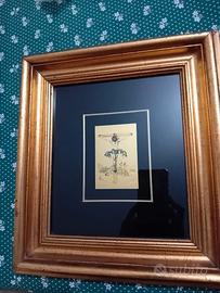 Quadro serigrafato Crocifissione bagno d'oro 24 kt