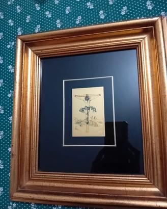 Quadro serigrafato Crocifissione bagno d'oro 24 kt