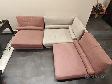 Divano modulare Poltrone sofà in tessuto bicolore