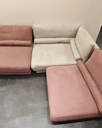 Divano modulare Poltrone sofà in tessuto bicolore