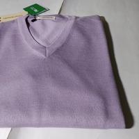 Pullover Uomo Lana MerinoTg M scollo a V LILLA