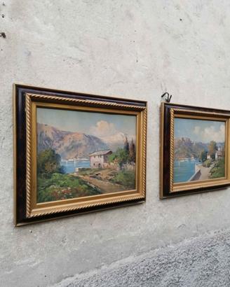 Quadri con paesaggio di lago