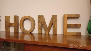 Home, quattro lettere alfabetiche vintage in legno