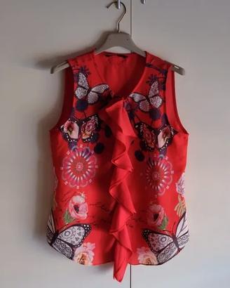 Blusa Desigual rossa con motivo a fiori