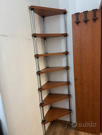 Libreria angolare modulare in metallo ripiani legn