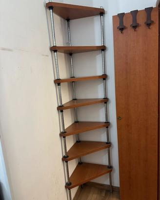 Libreria angolare modulare in metallo ripiani legn