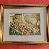 Dipinto di Paolo Saetti "Paesaggio Euganeo" 35x25