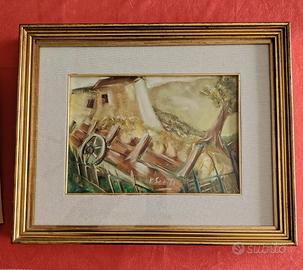 Dipinto di Paolo Saetti "Paesaggio Euganeo" 35x25