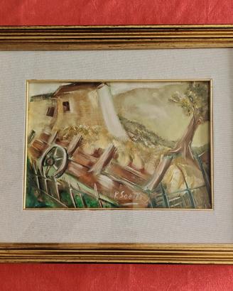 Dipinto di Paolo Saetti "Paesaggio Euganeo" 35x25