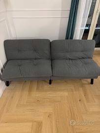 Divano letto 2 posti in tessuto teddy grigio scuro