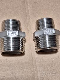 Nuove n. 2 riduzioni  maschio inox 316 da 1"-3/4" 