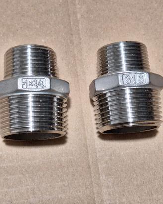 Nuove n. 2 riduzioni  maschio inox 316 da 1"-3/4" 