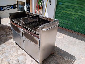 griglia professionale in acciaio inox con ruote 